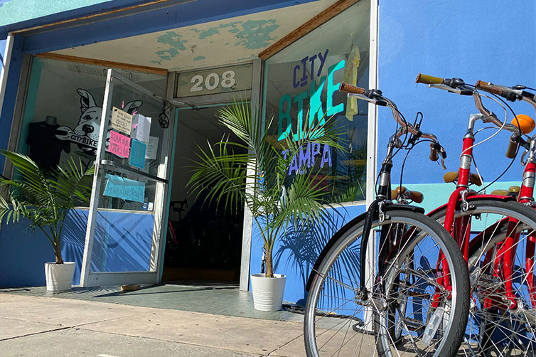 City Bike Tampa storefront with bikes parked outside