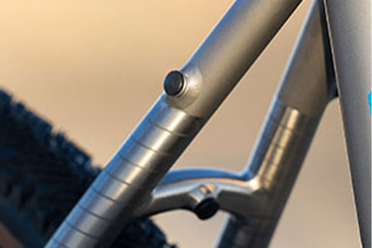 All-City Cosmic Stallion Ti custom complete bike, close-up of seat stay bridge and fender/rack mounts