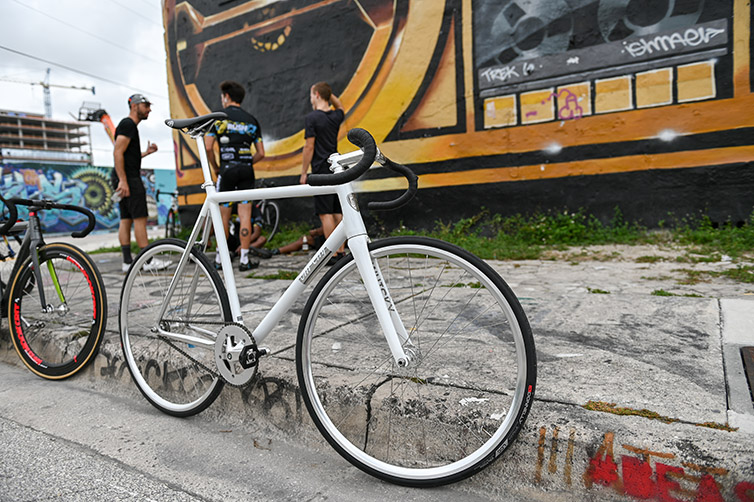 White All-City Thunderdome in front of graffiti wall