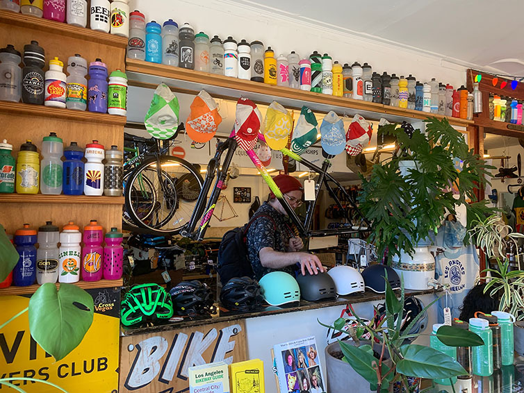 Interior of bike shop in LA 