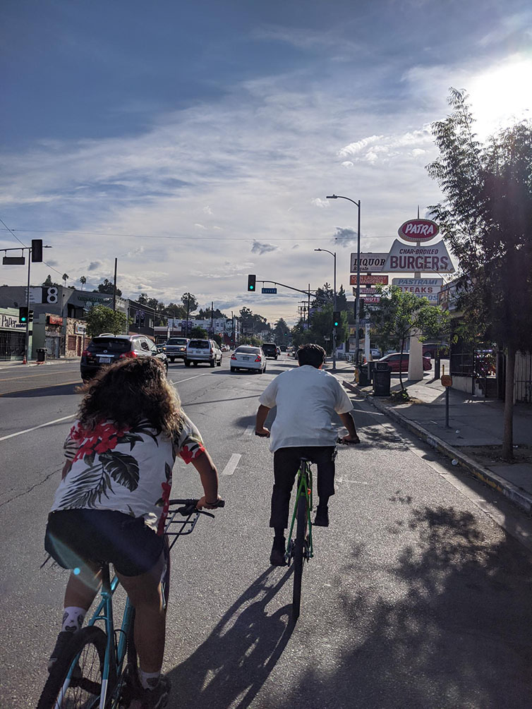 Team bikes through sunny LA