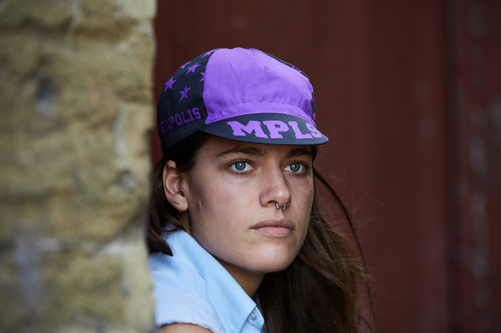 Woman in purple hat