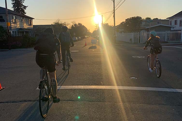 Bikers ride through North Oakland