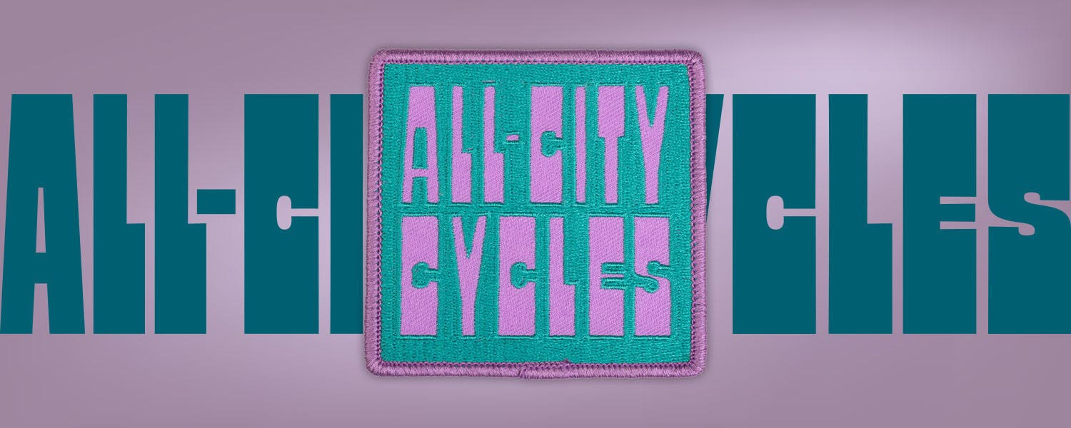 All-City Week-Endo Patch on background using colors and design from patch