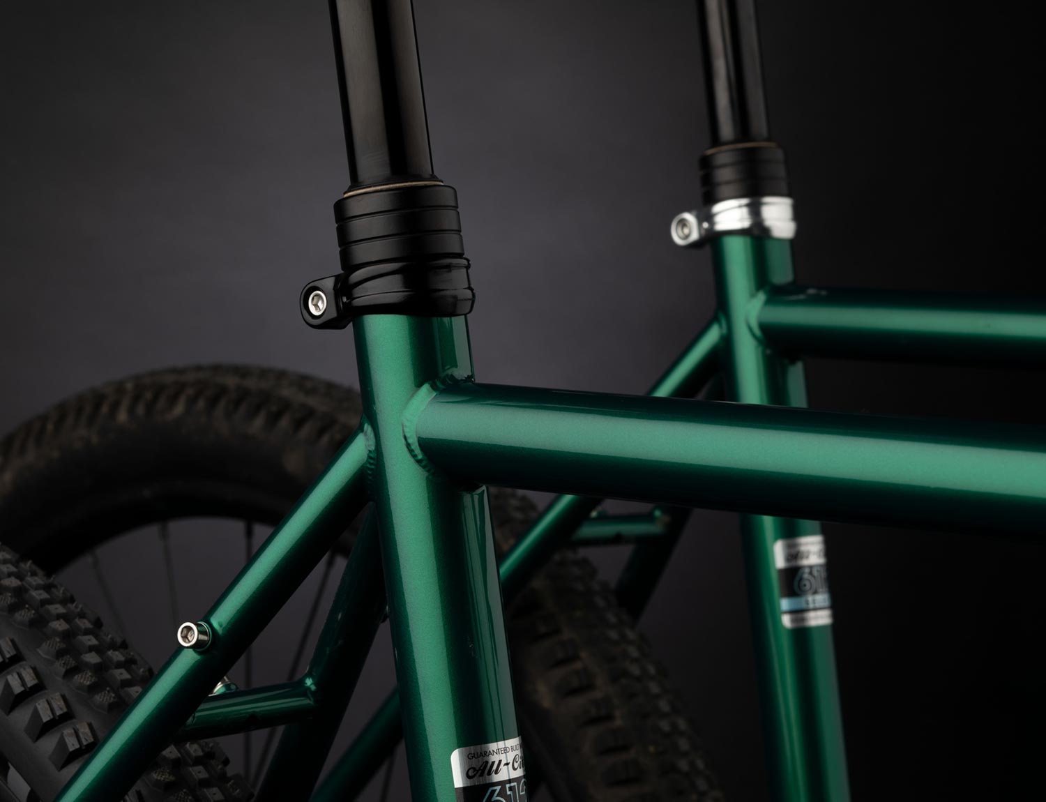 Black All-City Shot Collar on green bike with black background
