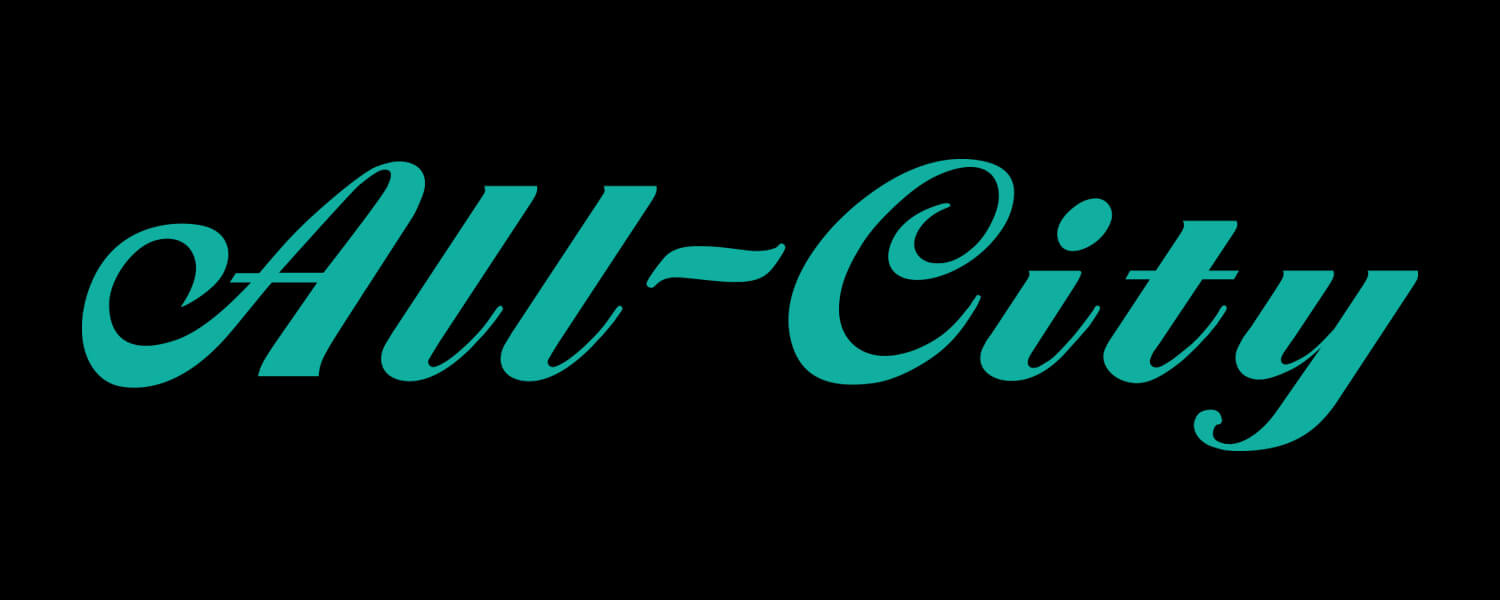 Teal All-City logo on black background