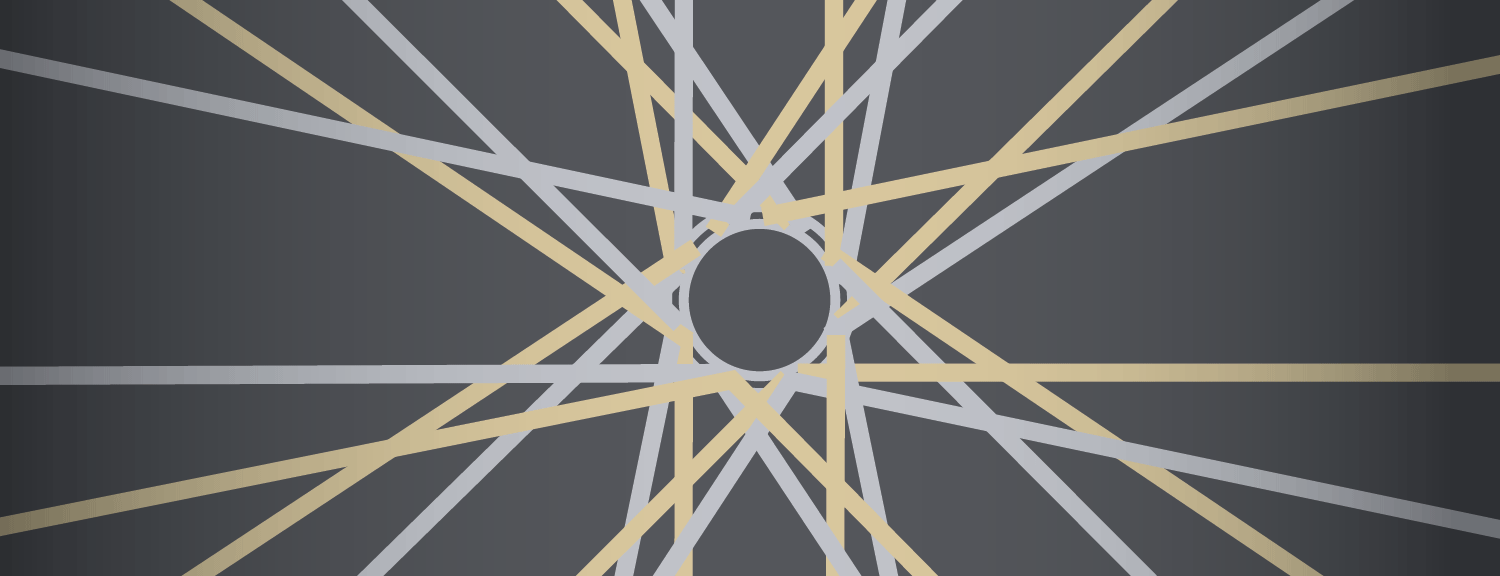 Dark grey background with silver and gold spindle pattern