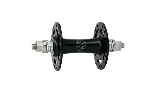 Black and silver All-City Standard Track Front hub on white background