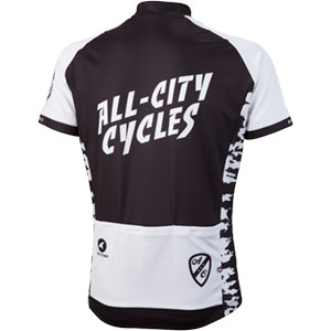 Mens black and white All-City Wangaaa Jersey on white background back view , 2 of 4