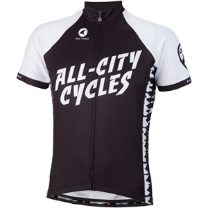 Mens black and white All-City Wangaaa Jersey on white background front view 