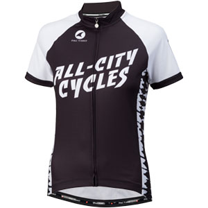 Womens black and white All-City Wangaaa Jersey on white background front view , 3 of 4