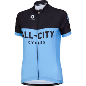 Blue and black classic All-City Jersey on white background front view, 2 of 4