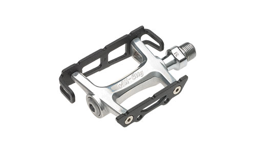 Polished silver All-City Cecil Pro pedal on white background