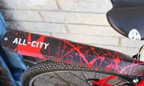 Black and red All-City foldable fender top view 