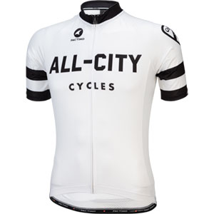 Mens classic white All-City Cycles jersey on a white background front view, 1 of 4