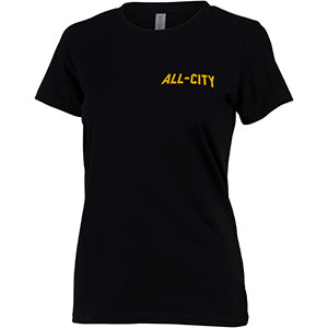 All-City Club Tropic Women's T-Shirt, front view, black with All-City logo, 1 of 2