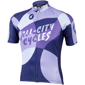 Mens All-City purple and white Dot Game jersey on white background front view