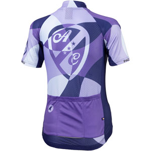 Womens All-City purple and white Dot Game jersey on white background back view, 4 of 4