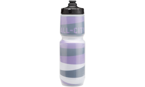Purple grey and black angled pattern water bottle