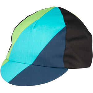 Black, blue, and green All-City Cycles Interstellar Cycling Cap on white background front view, 2 of 4