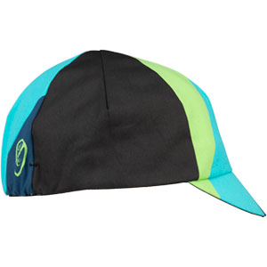 Black, blue, and green All-City Cycles Interstellar Cycling Cap on white background side view, 4 of 4