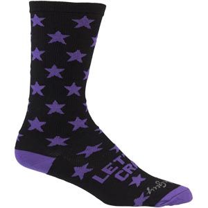 Black and Purple All-City Let's Go crazy wool socks on white background front view