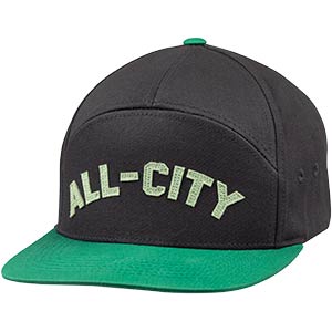 All-City Logowear Hat, black and green, front view on white background