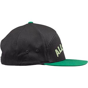 All-City Logowear Hat, black and green, side view on white background, 2 of 3