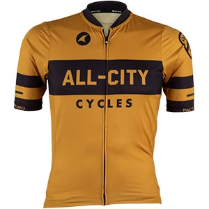 Men's All-City Classic Logowear Jersey, front view, mustard brown