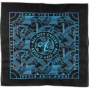 All-City Parthenon Party Bandana, black with blue printed design