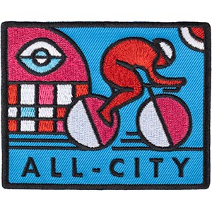 Parthenon Party Patch, biker with All-City logo