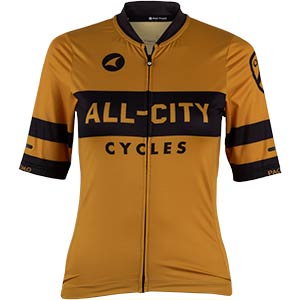 Women's All-City Classic Logowear Jersey, front view, mustard brown, 3 of 4