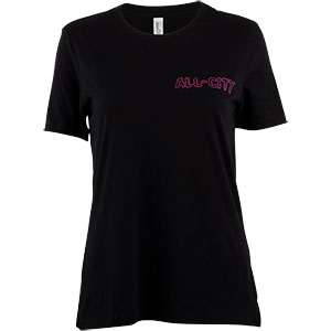 Women's All-City Nigh Claw T-Shirt, front, black, on white background, 3 of 4