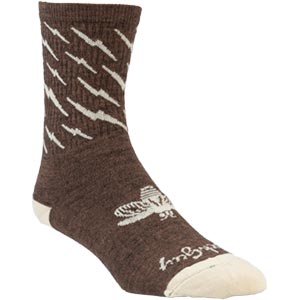 Brown and tan Y’All-City wool socks on a white background front view, 2 of 3