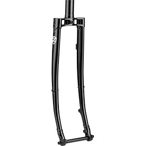 All-City Gorilla Monsoon thru-axle fork, black, three-quarter view on white background