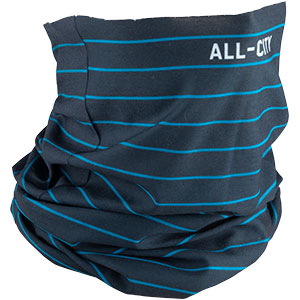Midnight & Cobalt Neck Gaiter with All-City branding on a white background