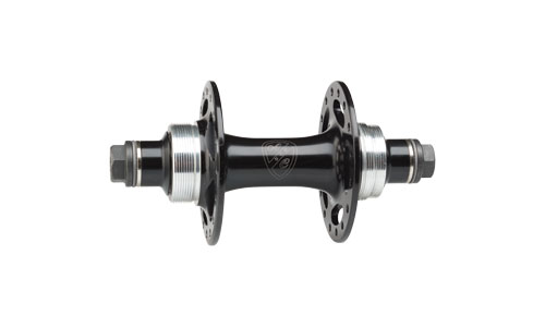 Polished silver and black All-City New Sheriff SL Rear hub on white background