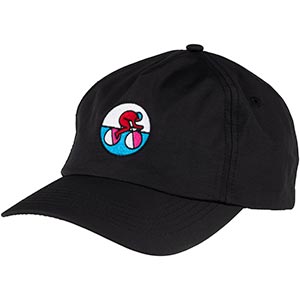 All-City Parthenon Party Hat, black with illustrated circle patch, on white background